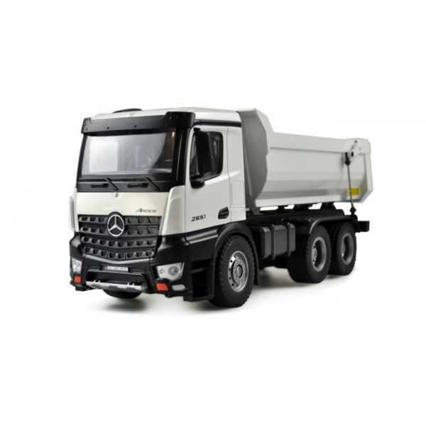 RC AMEWI PROFI SKLÁPĚČ Mercedes-Benz Arocs,  celokovový proporcionální sklápěč, nosnost 3,5 kg, bílý