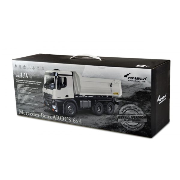 RC AMEWI PROFI SKLÁPĚČ Mercedes-Benz Arocs,  celokovový proporcionální sklápěč, nosnost 3,5 kg, bílý - Image 8